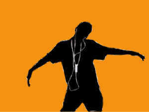 音楽を聴く男性の絵②